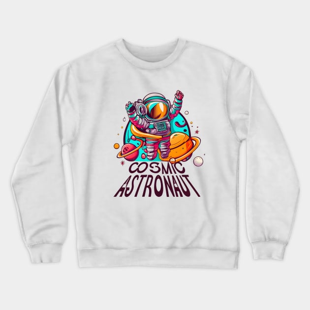 Cosmic Sound Astronaut Crewneck Sweatshirt by Roseyasmine